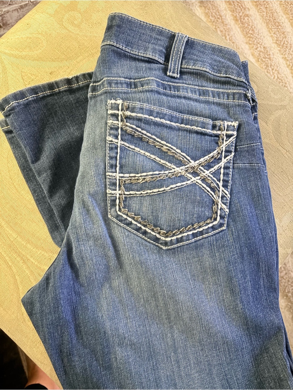 Ariat Women's Dark Blue Boot Cut Jeans with Contrast Pocket Stitching